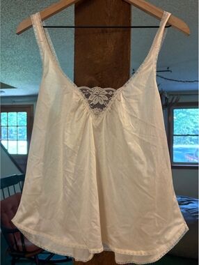 60’s vintage lingerie satin tank with lace - XL